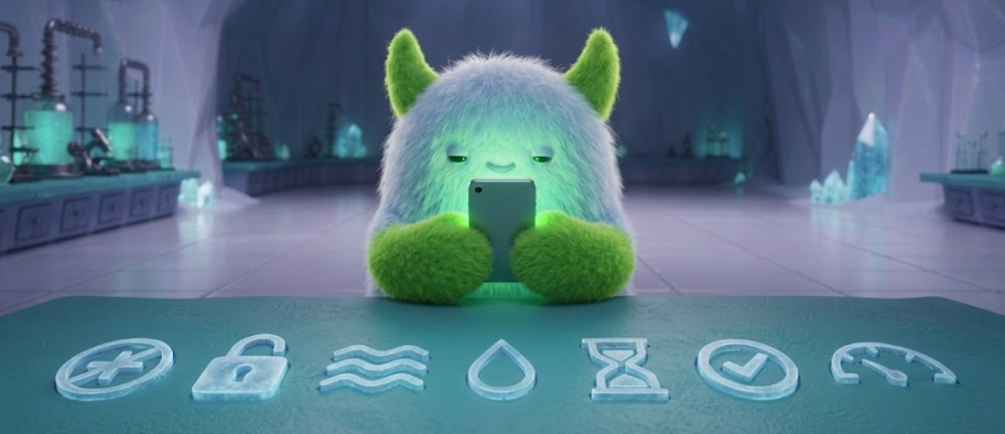The Yeti checks its phone above a row of icons: verified, unlocked, liquidity, oracle drop, age, checkmark, and a gauge